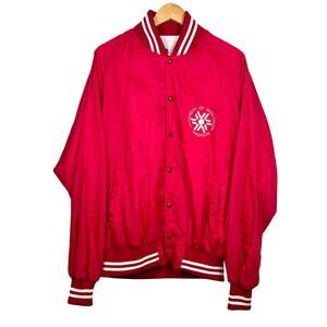 Vintage Champion University of Wisconsin Badgers Red Satin Jacket XXL 23x31